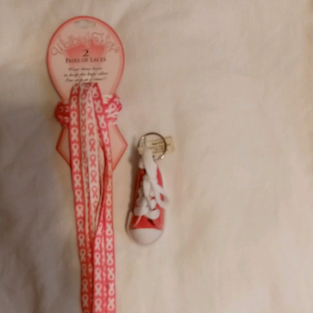 Breast Cancer Bundle - key ring and laces. - NWT